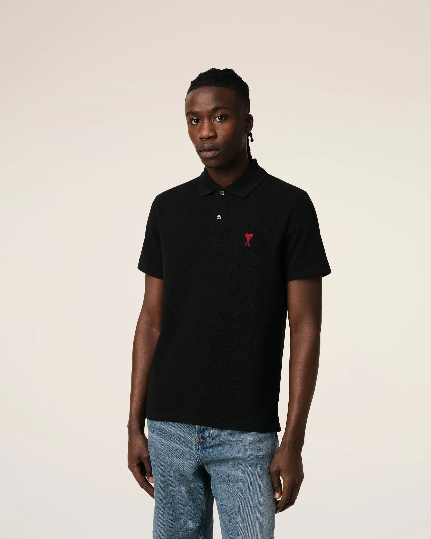Black Cotton Ami de Coeur Polo Shirt (Final Sale) sold by Curio product image thumbnail 2