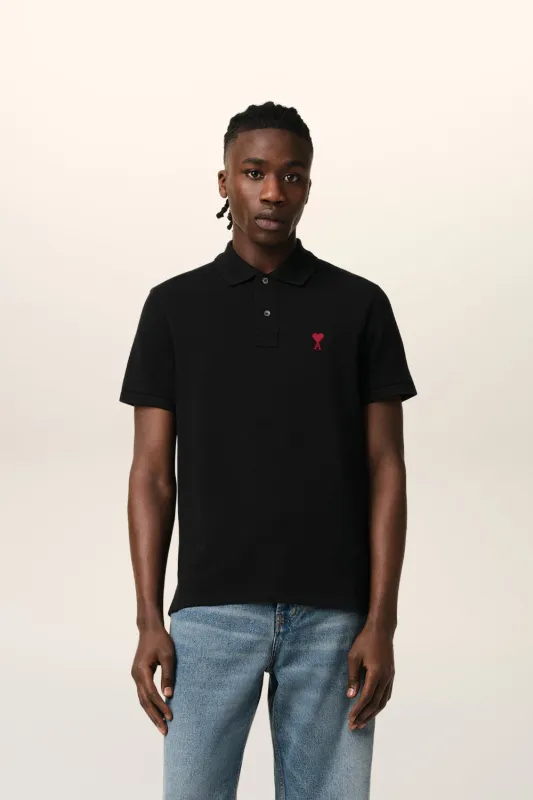 Black Cotton Ami de Coeur Polo Shirt (Final Sale) sold by Curio