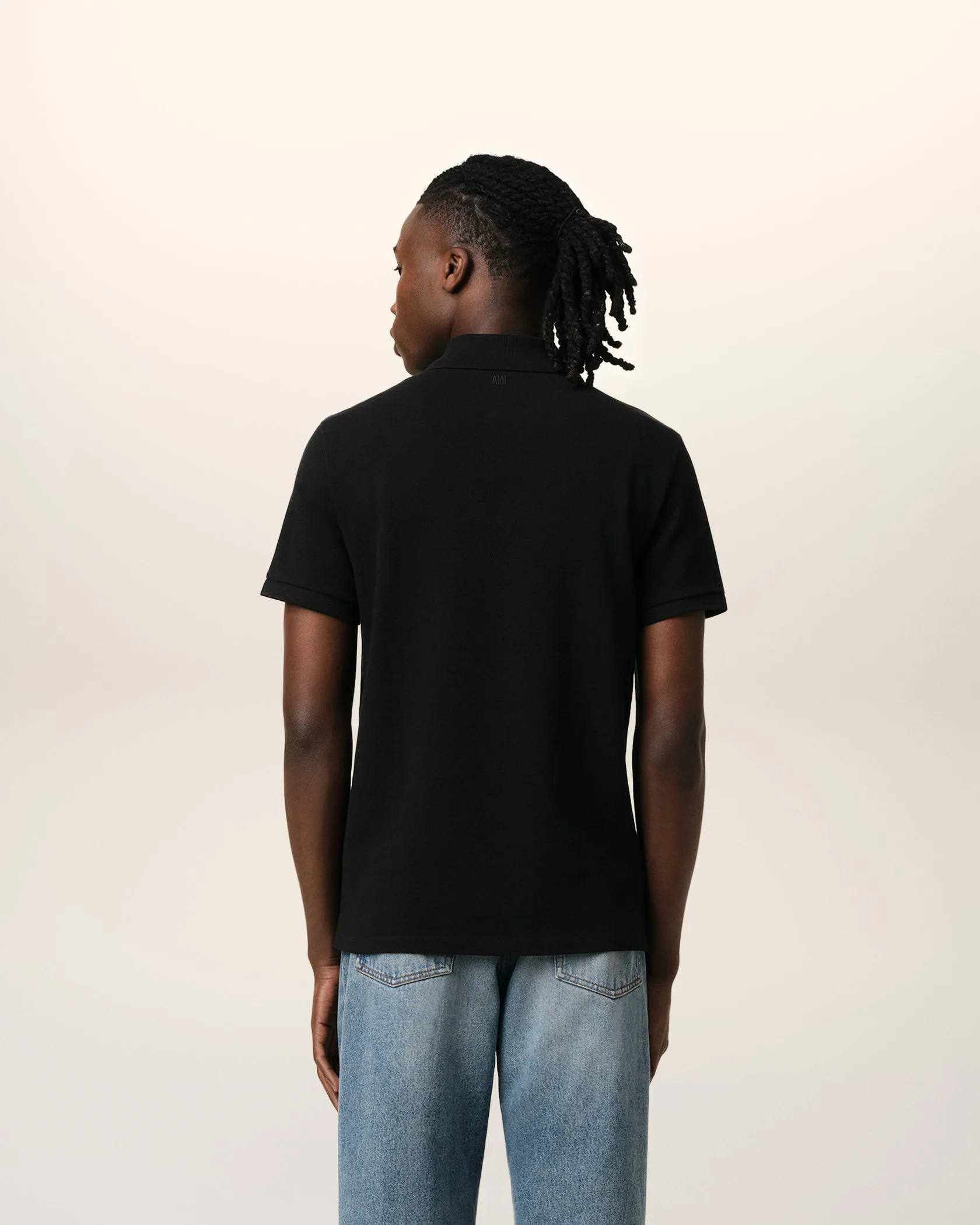 Black Cotton Ami de Coeur Polo Shirt (Final Sale) sold by Curio product image thumbnail 3