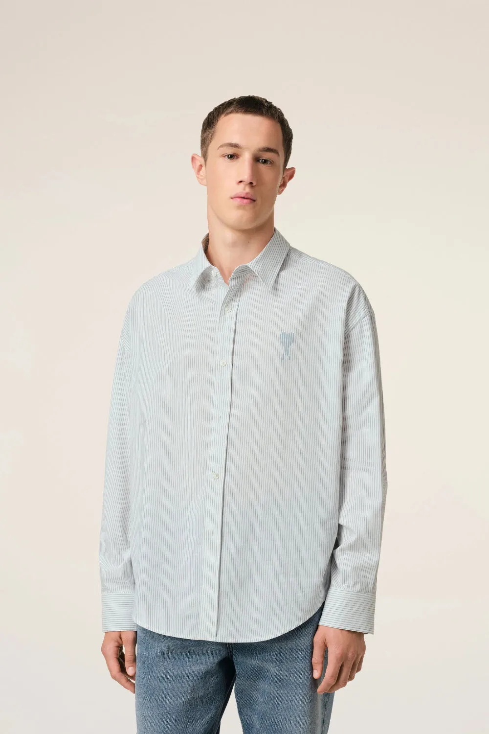 Boxy Fit Shirt White-Blue (Final Sale) sold by Curio