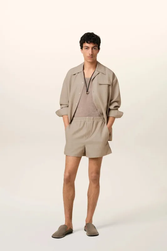 Beige Wool Elasticated Short (Final Sale) sold by Curio