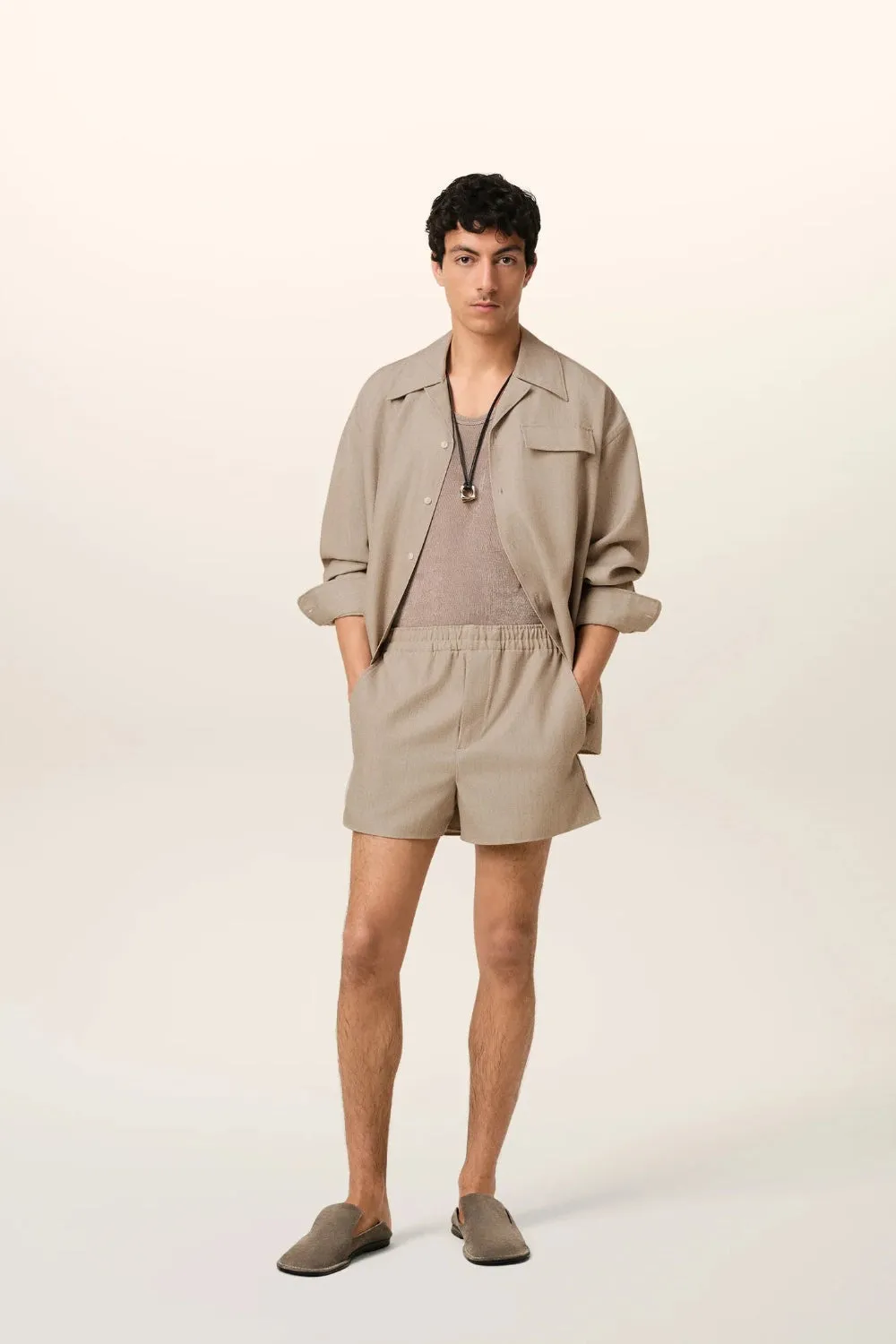 Beige Wool Elasticated Short (Final Sale) sold by Curio