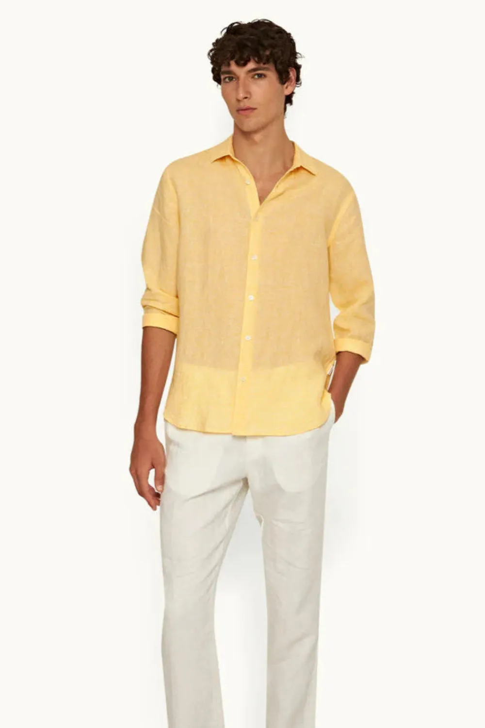 Giles Linen Shirt Toucan-White (Final Sale) sold by Curio