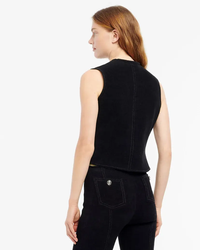 Suede-Effect Sleeveless Jacket in Cashmere and Cotton (Final Sale) sold by Curio product image thumbnail 2