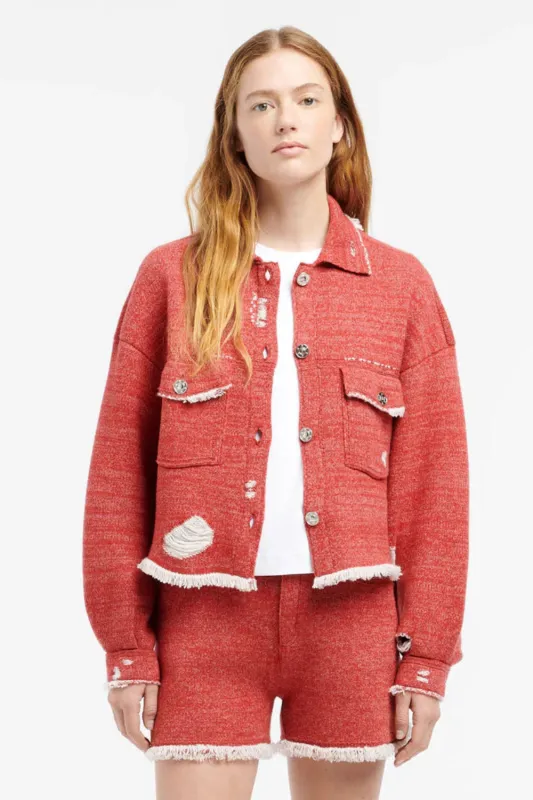 Denim Fringed Cashmere and Cotton Jacket (Final Sale) made by Curio