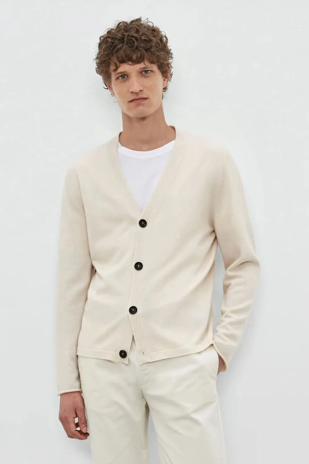 Freddie Cashmere Cardigan Magnolia (Final Sale) sold by Curio