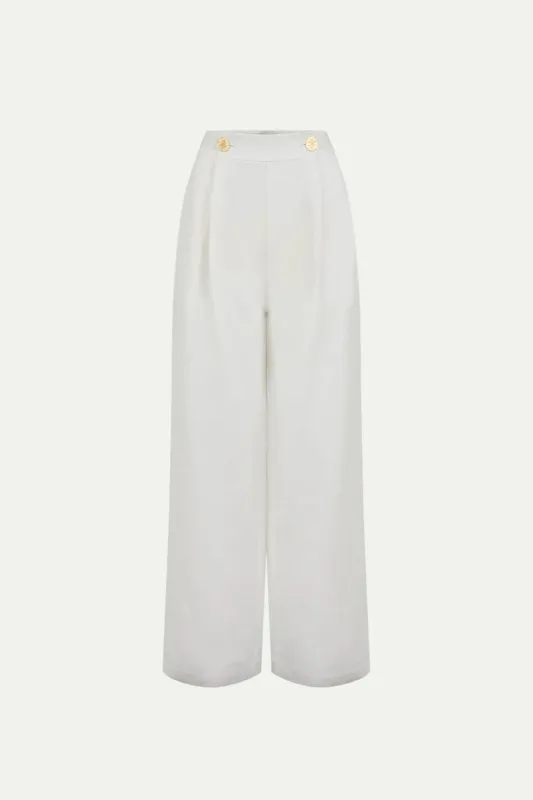 Minuf Linen Pants White (Final Sale) made by Le Kasha
