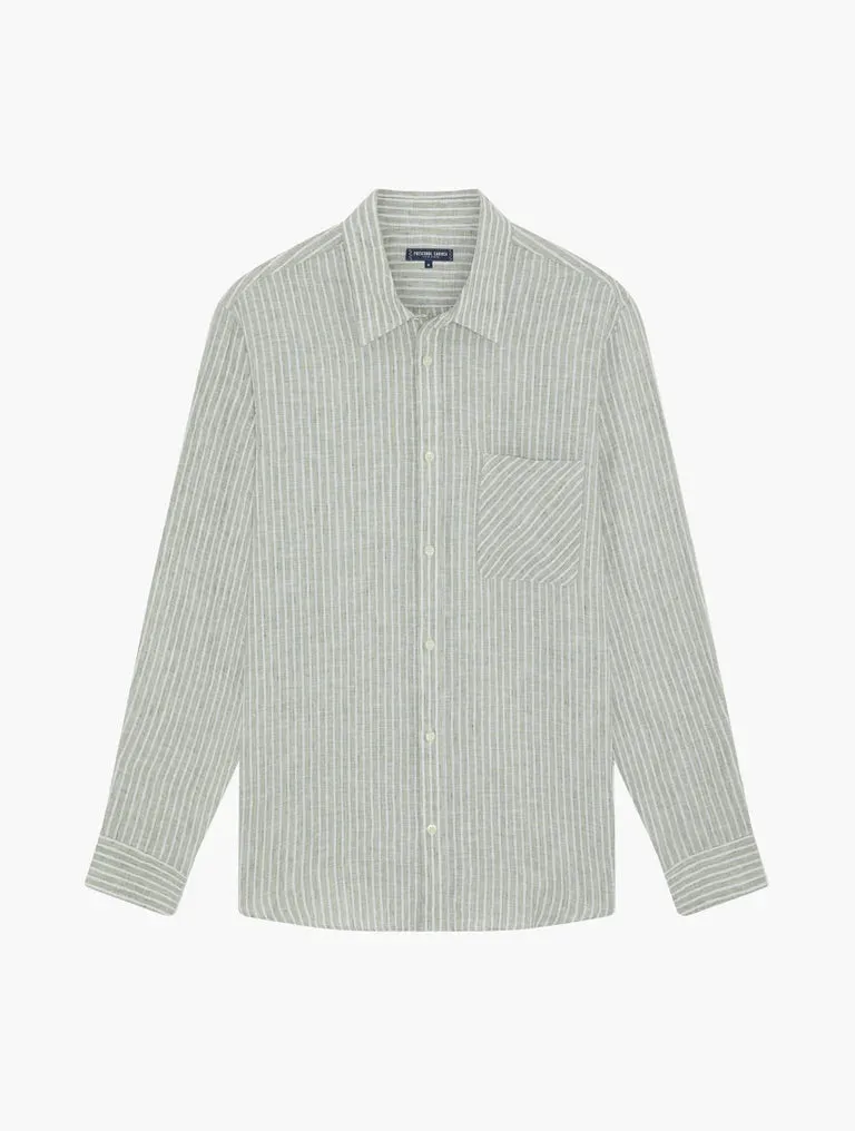 Telles Linen LS Striped Shirt Dark Olive (Final Sale) sold by Curio product image thumbnail 2