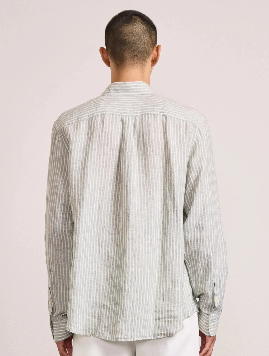Telles Linen LS Striped Shirt Dark Olive (Final Sale) sold by Curio product image thumbnail 3