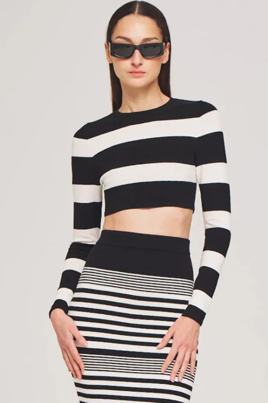 Kelani Knit Top Black White Stripe (FInal Sale) sold by Curio