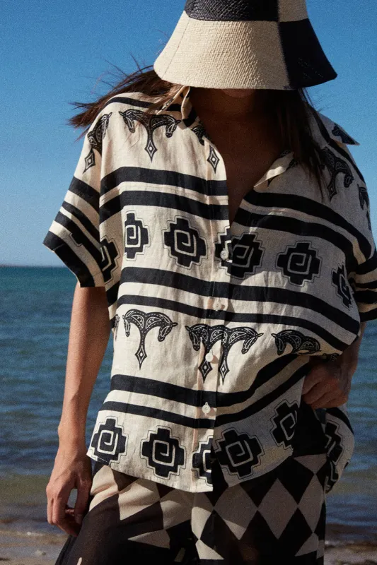 La Creciente Shirt Ecru-Black (Final Sale) sold by Curio