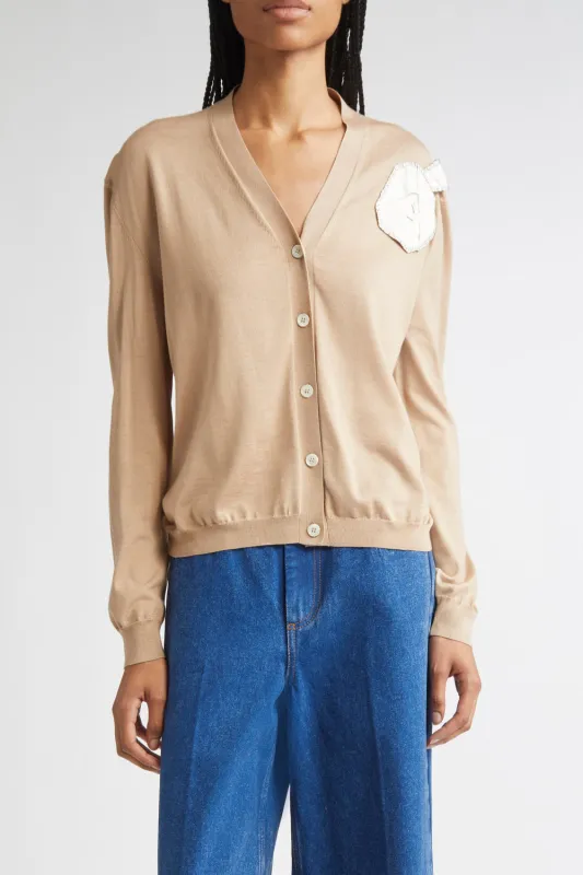 3D Rose Linen Wool & Silk Cardigan (Final Sale) sold by Curio