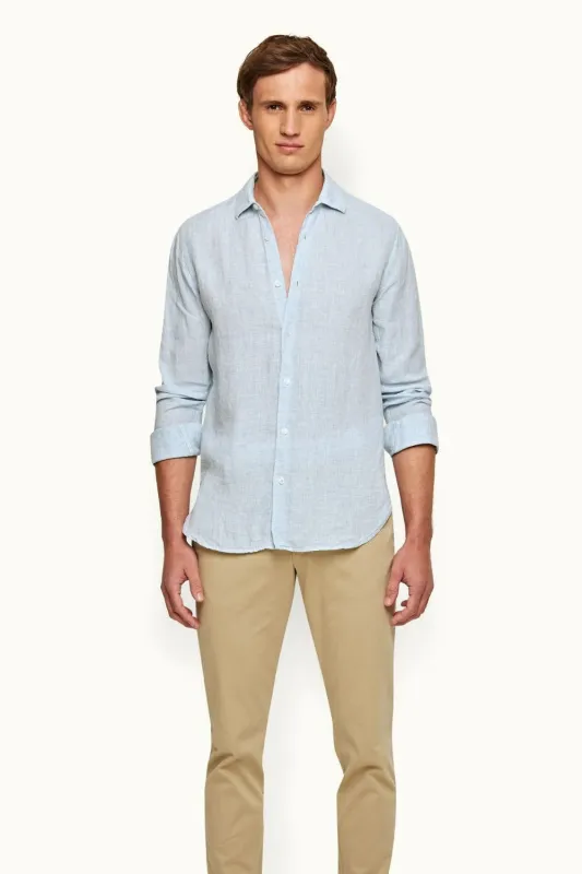 Giles Linen CLS II Shirt Pale Blue-White sold by Curio