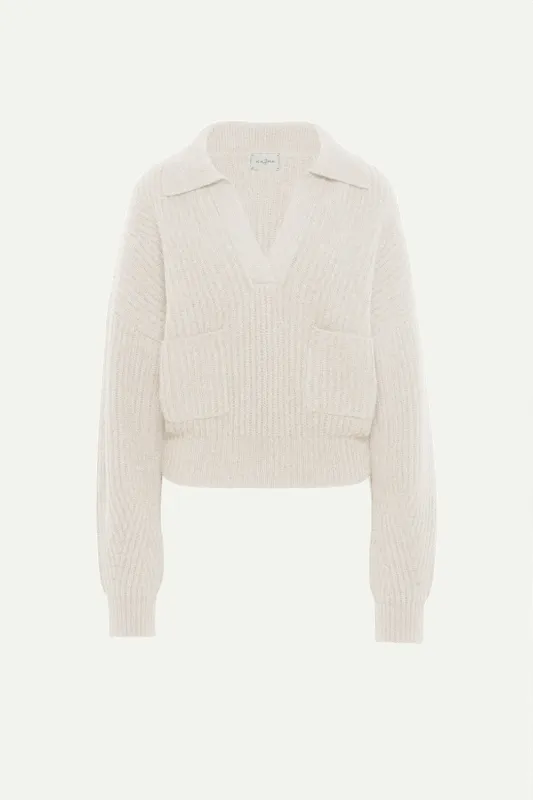 Orleans Polo Sweater White sold by Curio