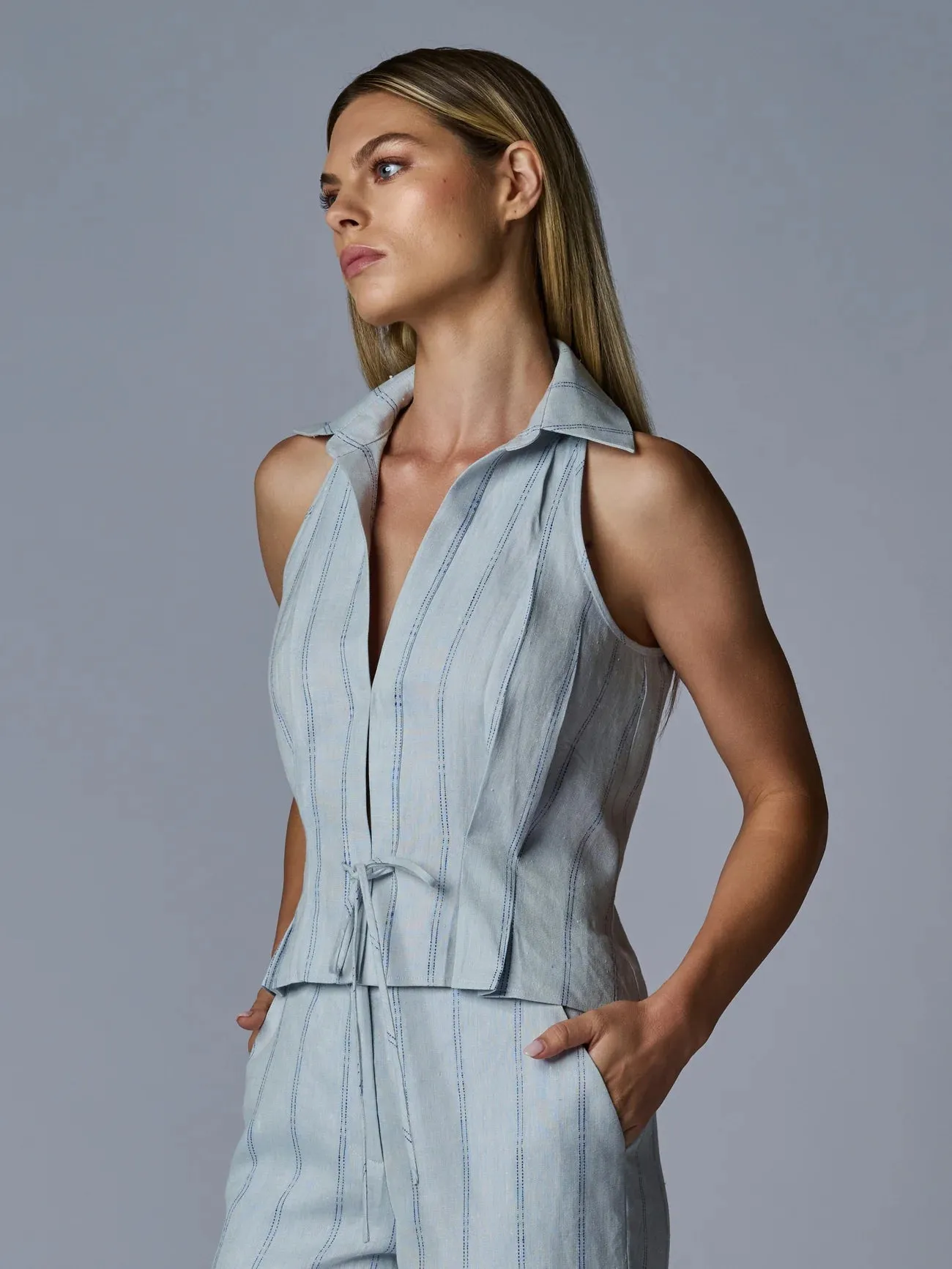 Sloan Vest Blue Stripe sold by Curio product image thumbnail 2