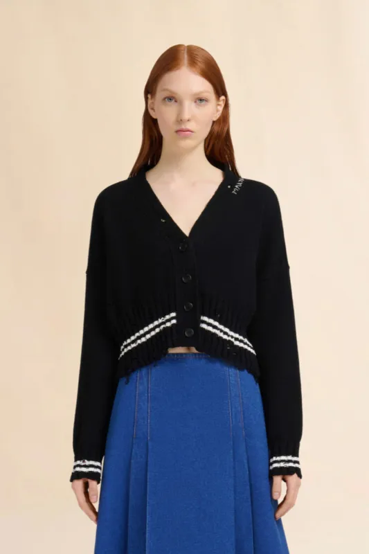 Black Disheveled Cotton Cardigan sold by Curio