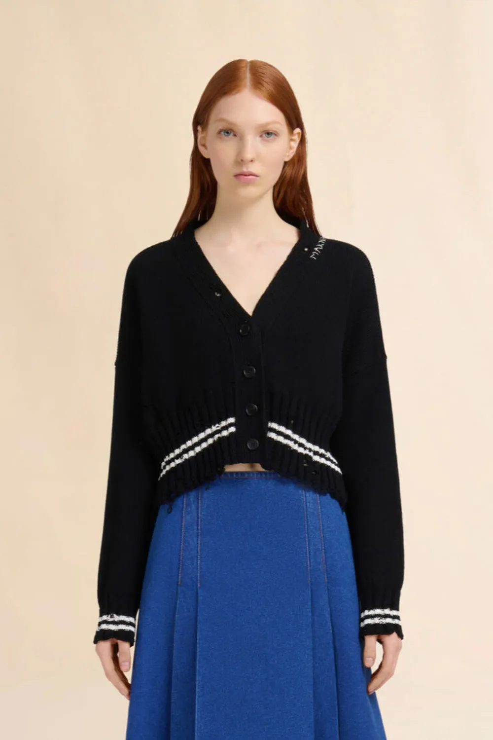 Black Disheveled Cotton Cardigan sold by Curio