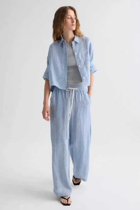 Main St. Pant in Washed Hemp Denim sold by Curio