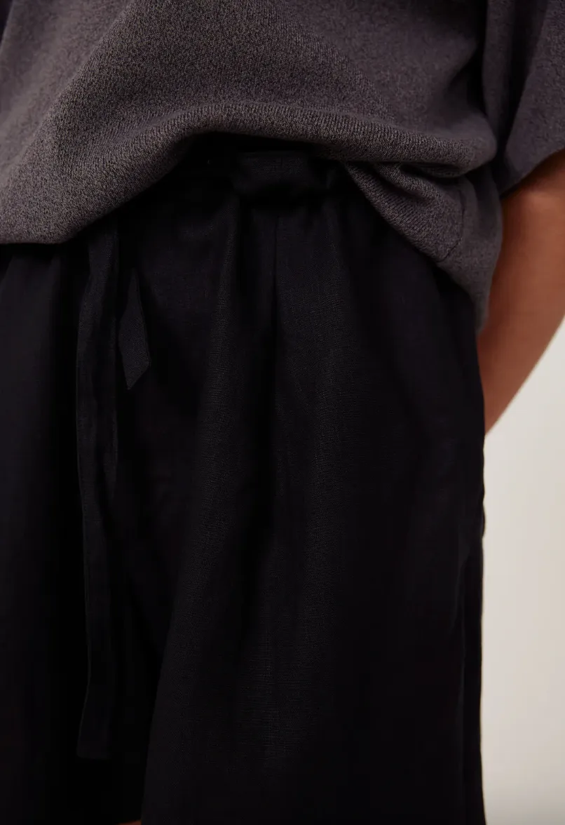 Drawstring Washed Linen Short in Black sold by Curio product image thumbnail 4