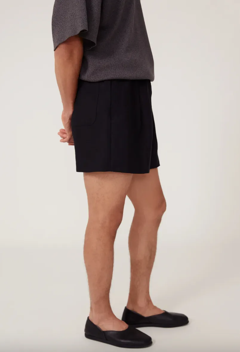 Drawstring Washed Linen Short in Black sold by Curio product image thumbnail 3