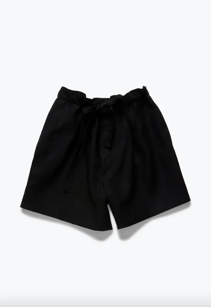 Drawstring Washed Linen Short in Black sold by Curio product image thumbnail 2
