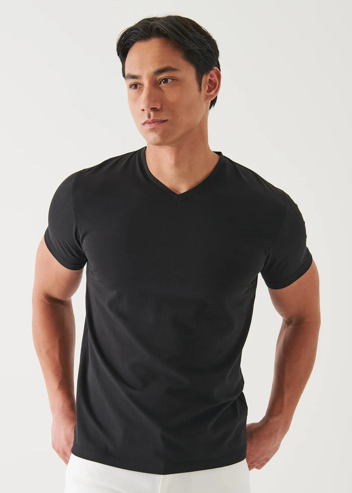 Pima Cotton Stretch V-Neck T-Shirt Black sold by Curio product image thumbnail 2