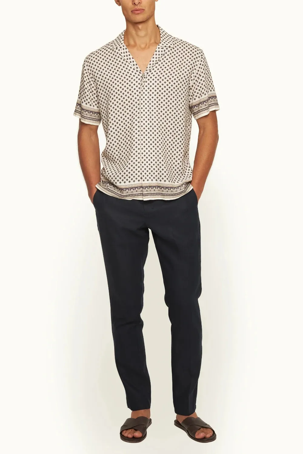 Griffon Italian Linen Night Iris Pant sold by Curio