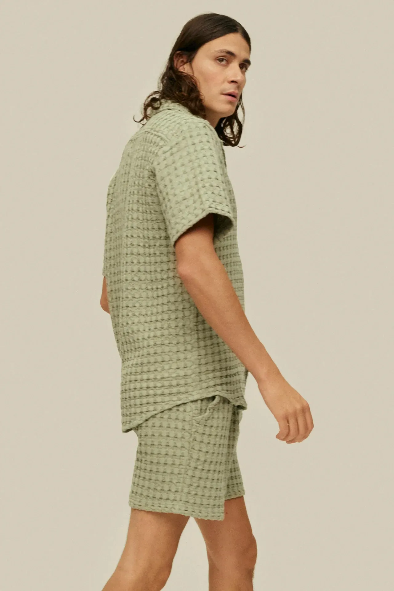 Dusty Green Cuba Waffle Shirt sold by Curio product image thumbnail 2