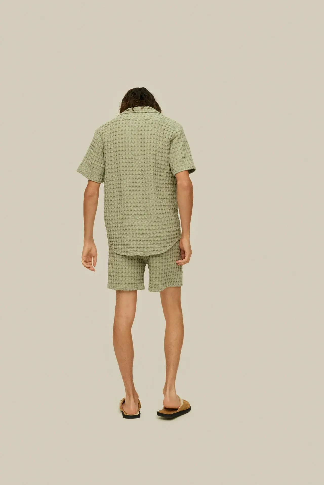 Dusty Green Cuba Waffle Shirt sold by Curio product image thumbnail 4