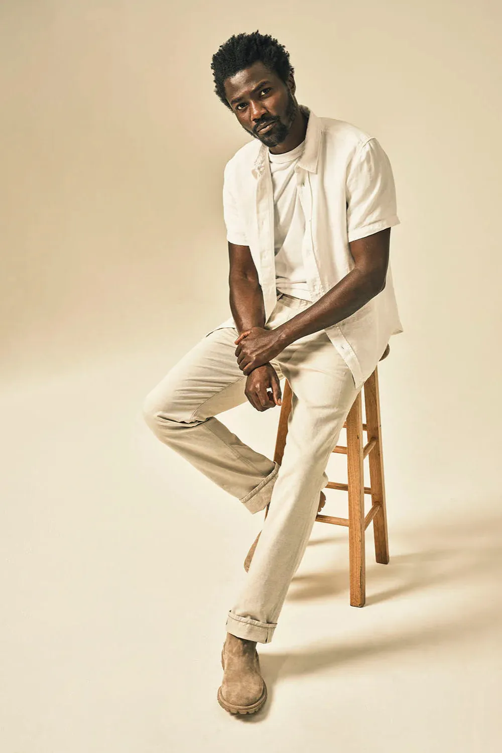 Elijah Relaxed Straight Linen Jeans sold by Curio