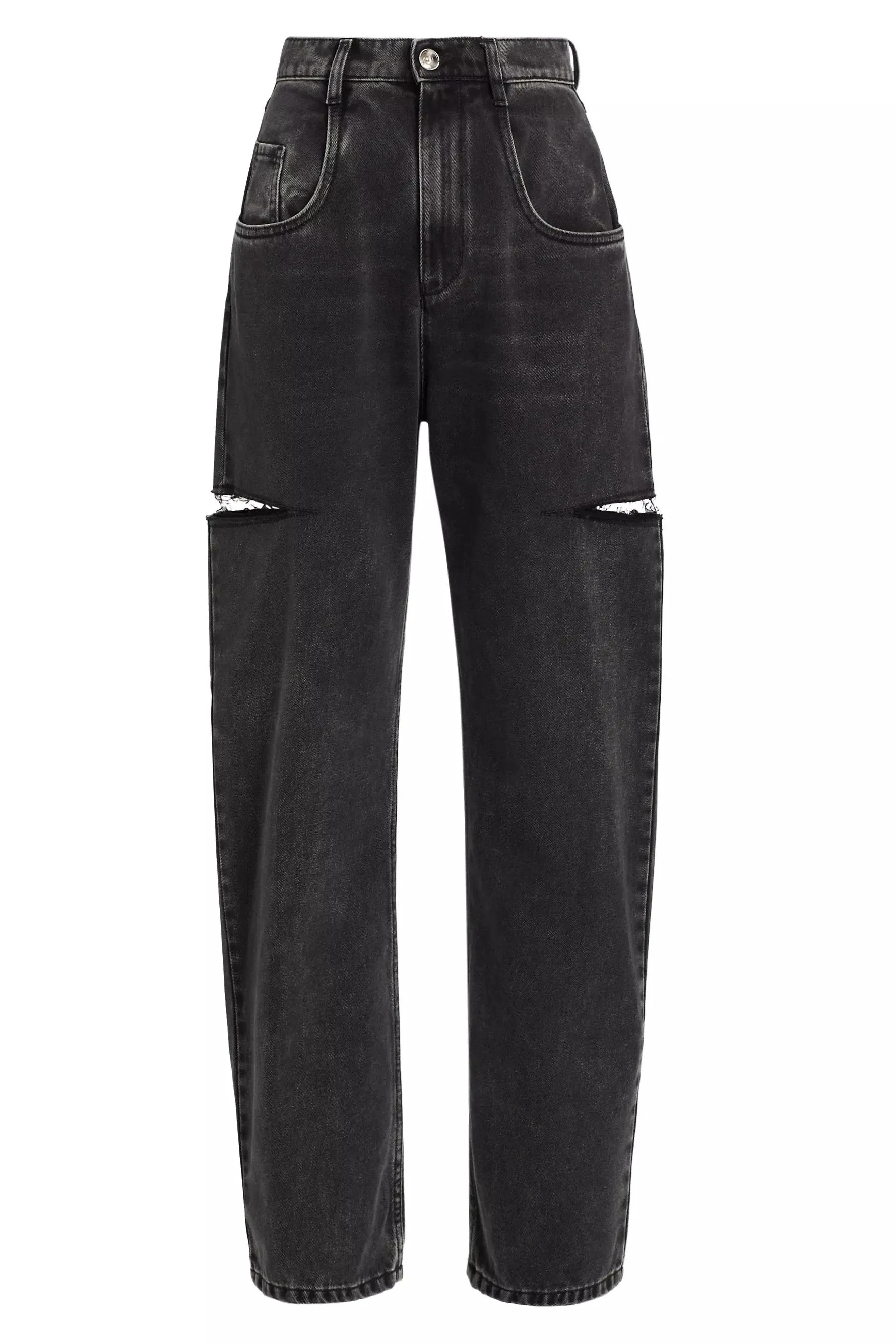 Denim Jeans with Slash Details Black sold by Curio