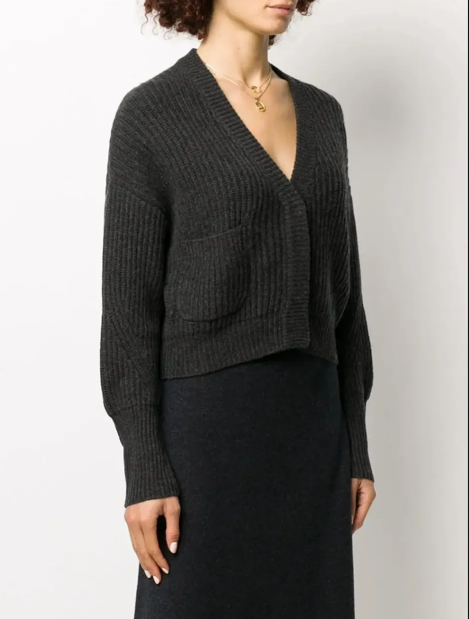 Monaco Short Ribbed Cardigan Charcoal sold by Curio product image thumbnail 3