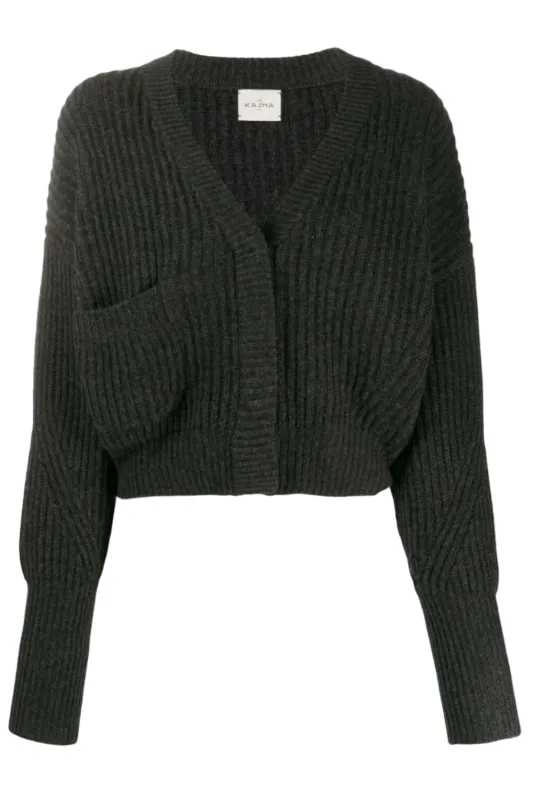 Monaco Short Ribbed Cardigan Charcoal sold by Curio