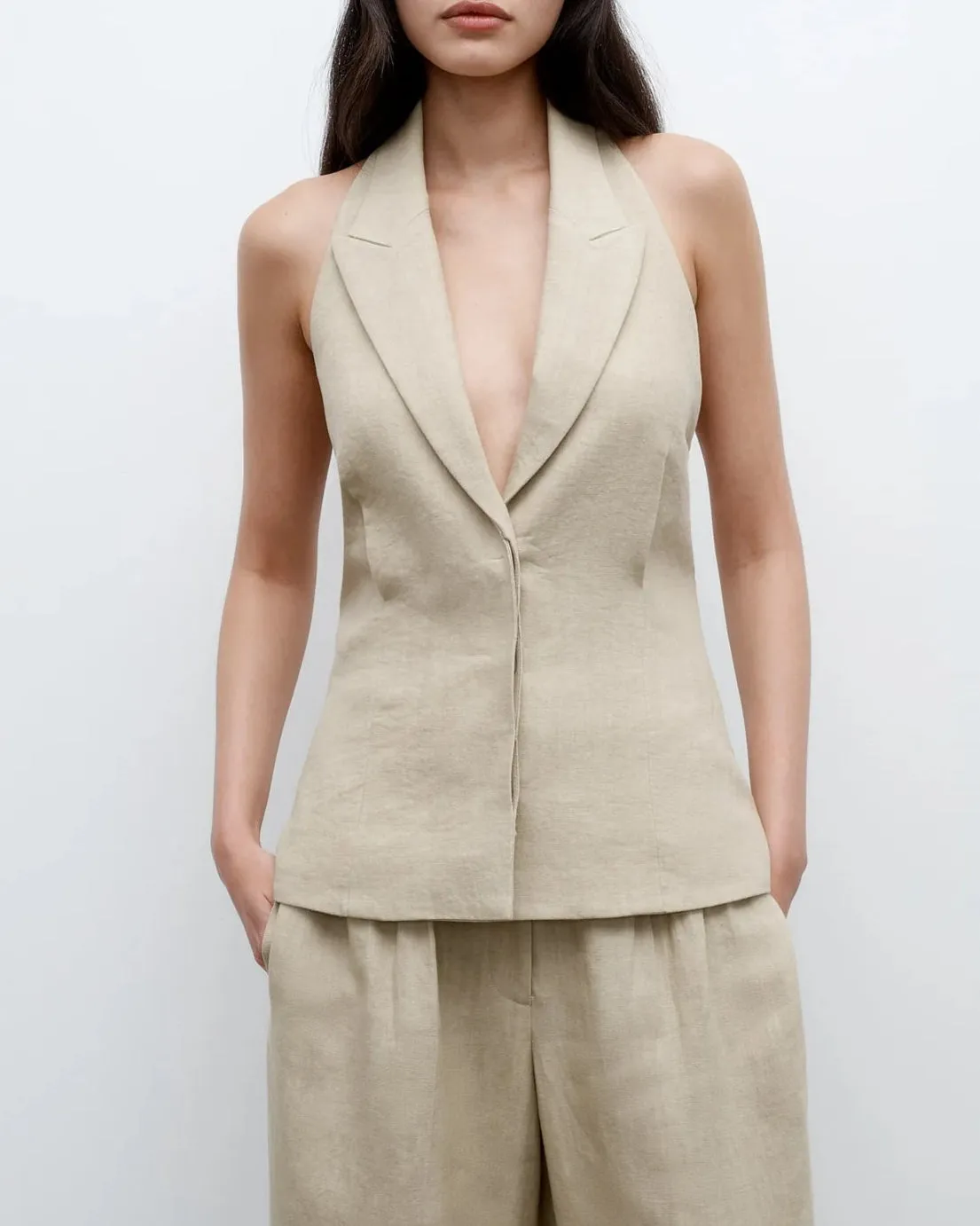 Kaitlyn Vest in Washed Linen Suiting sold by Curio product image thumbnail 4