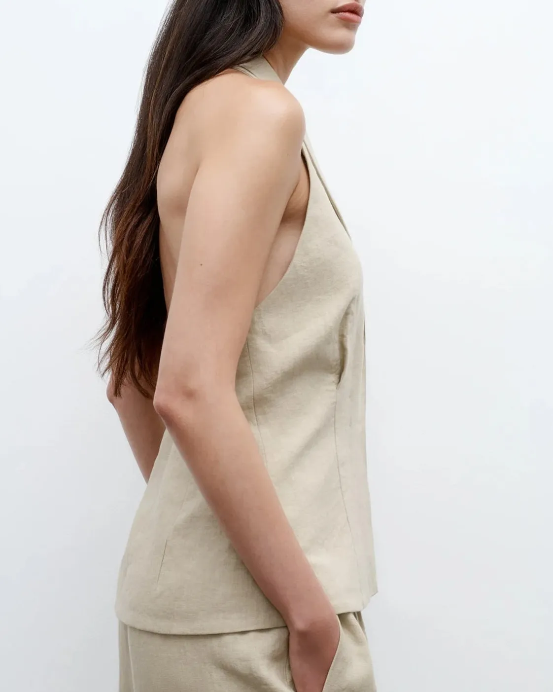Kaitlyn Vest in Washed Linen Suiting sold by Curio product image thumbnail 2