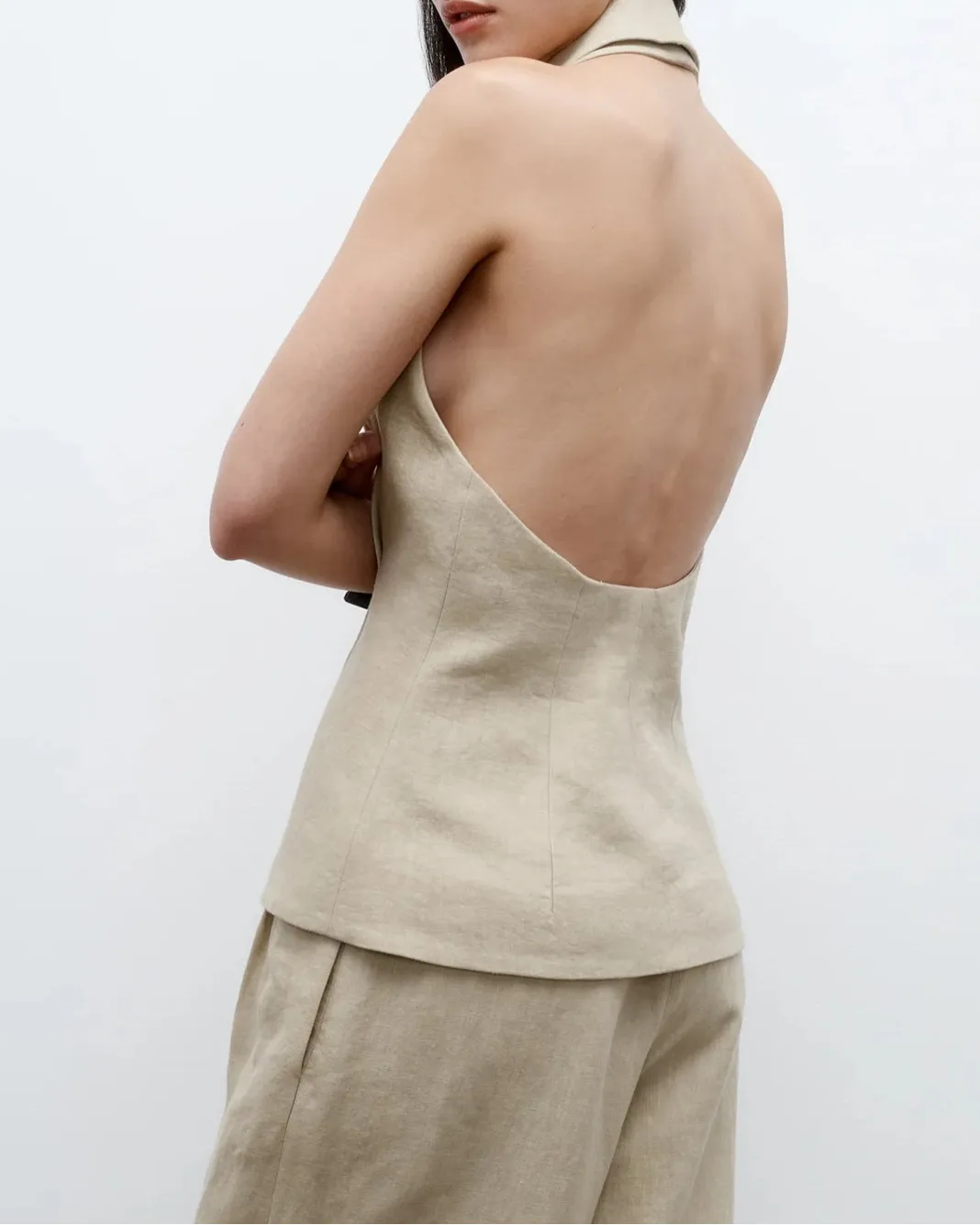 Kaitlyn Vest in Washed Linen Suiting sold by Curio product image thumbnail 3