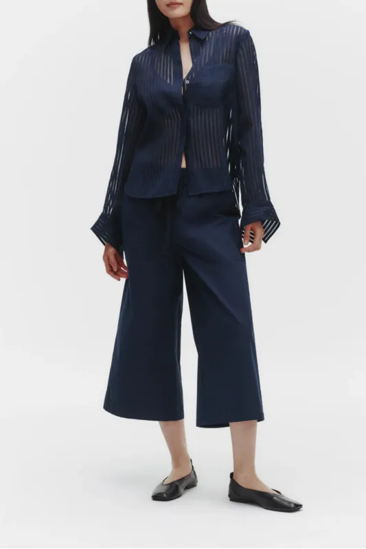 Boyfriend Shirt in Silk Organza with Ribbon sold by Curio