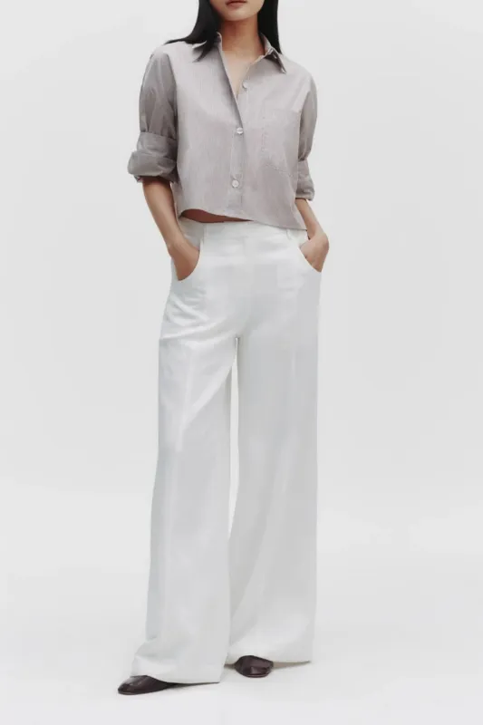 Dee's Trouser in Coated Viscose Linen sold by Curio