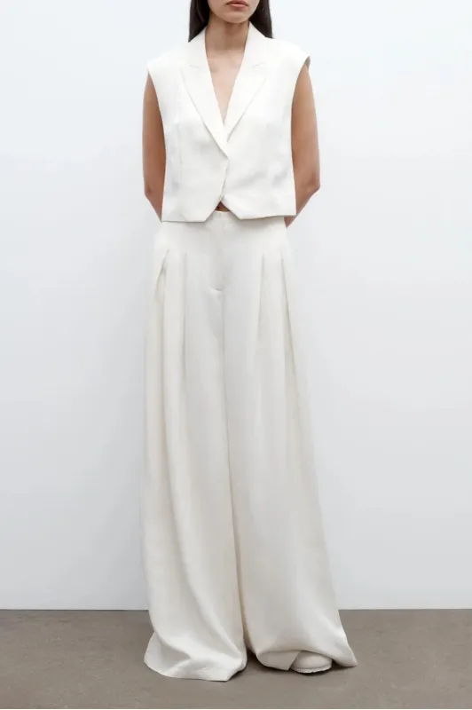 Drew Pant in Coated Viscose Linen sold by Curio