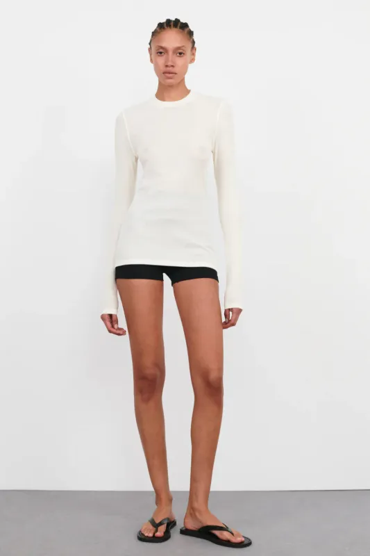 Ribbed LS Tee off White sold by Curio