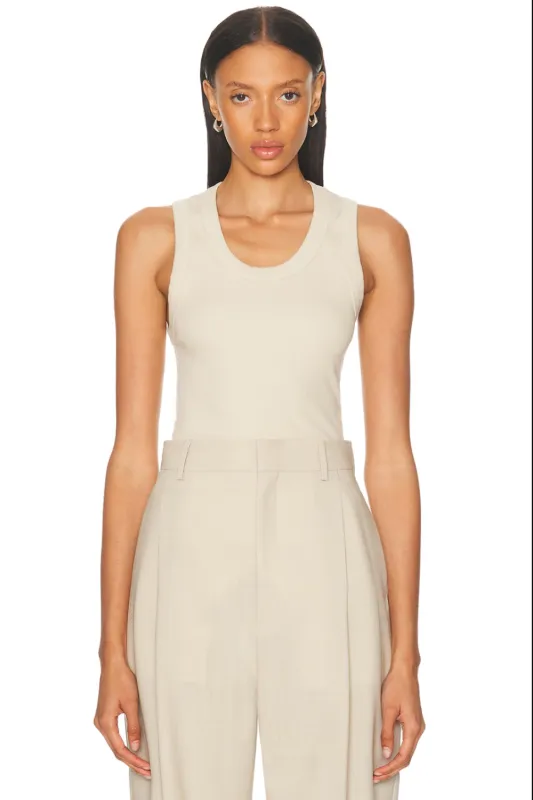 Scoop Neck Tank Sand made by WARDROBE.NYC