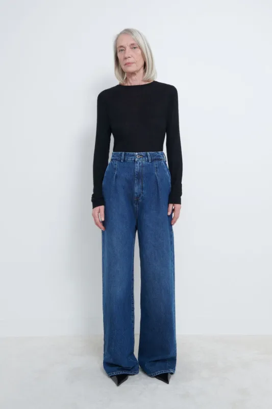 Attu Wide Leg Denim Pants sold by Curio