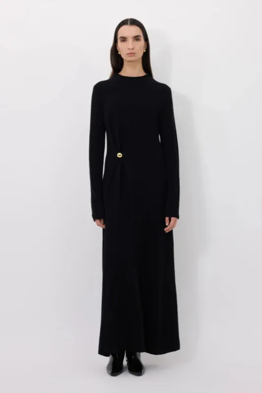 Lucero Drapped Dress Black sold by Curio