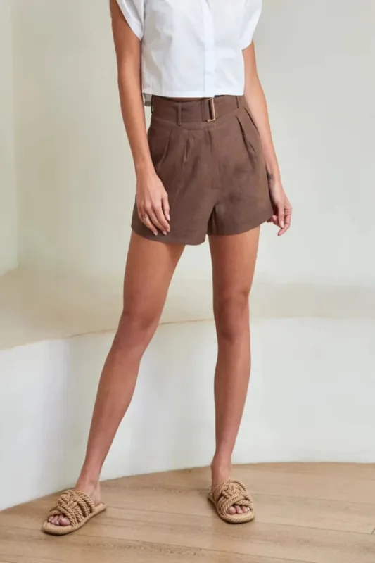 Zinna Shorts Chocolate sold by Curio
