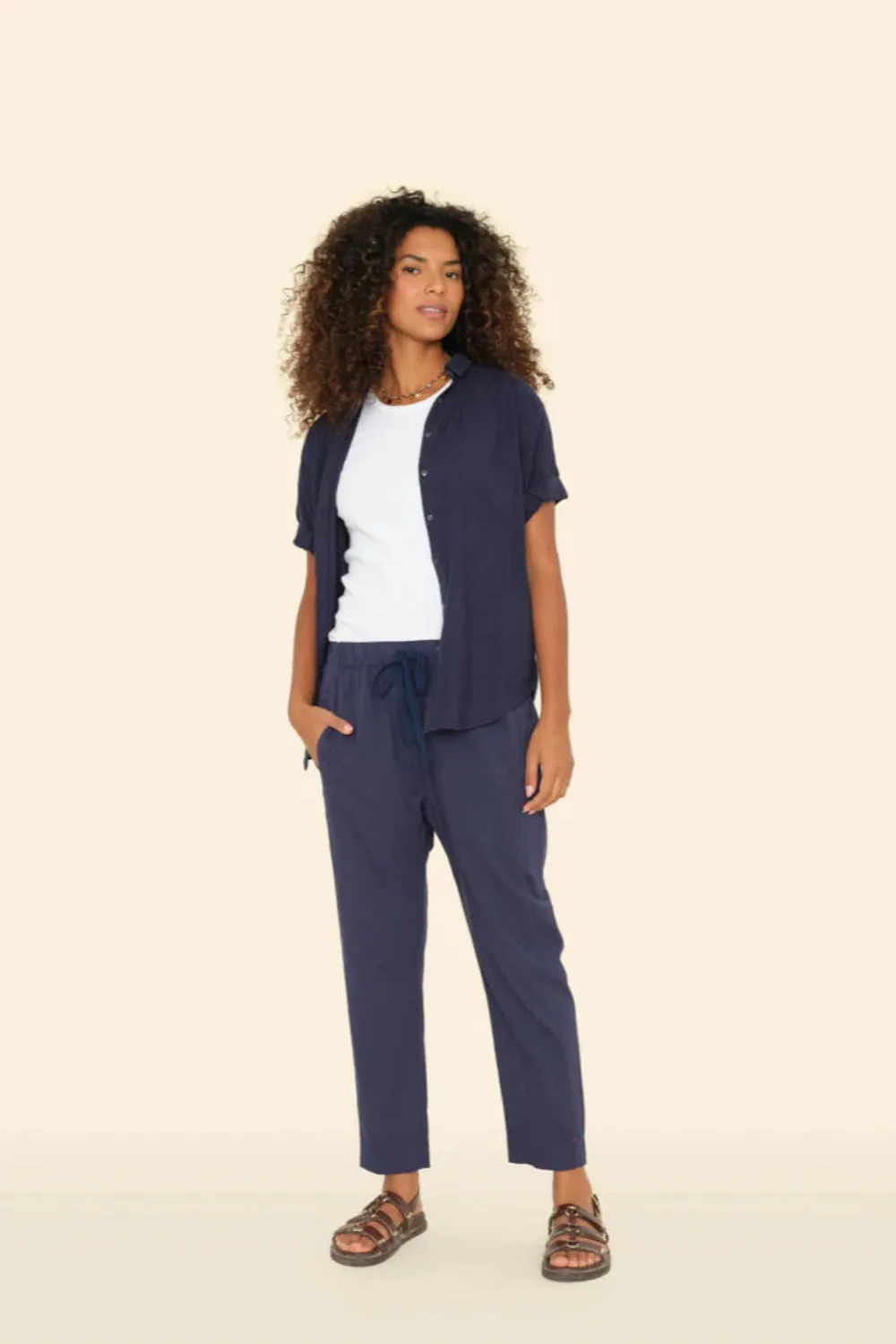 Draper Pant Navy sold by Curio
