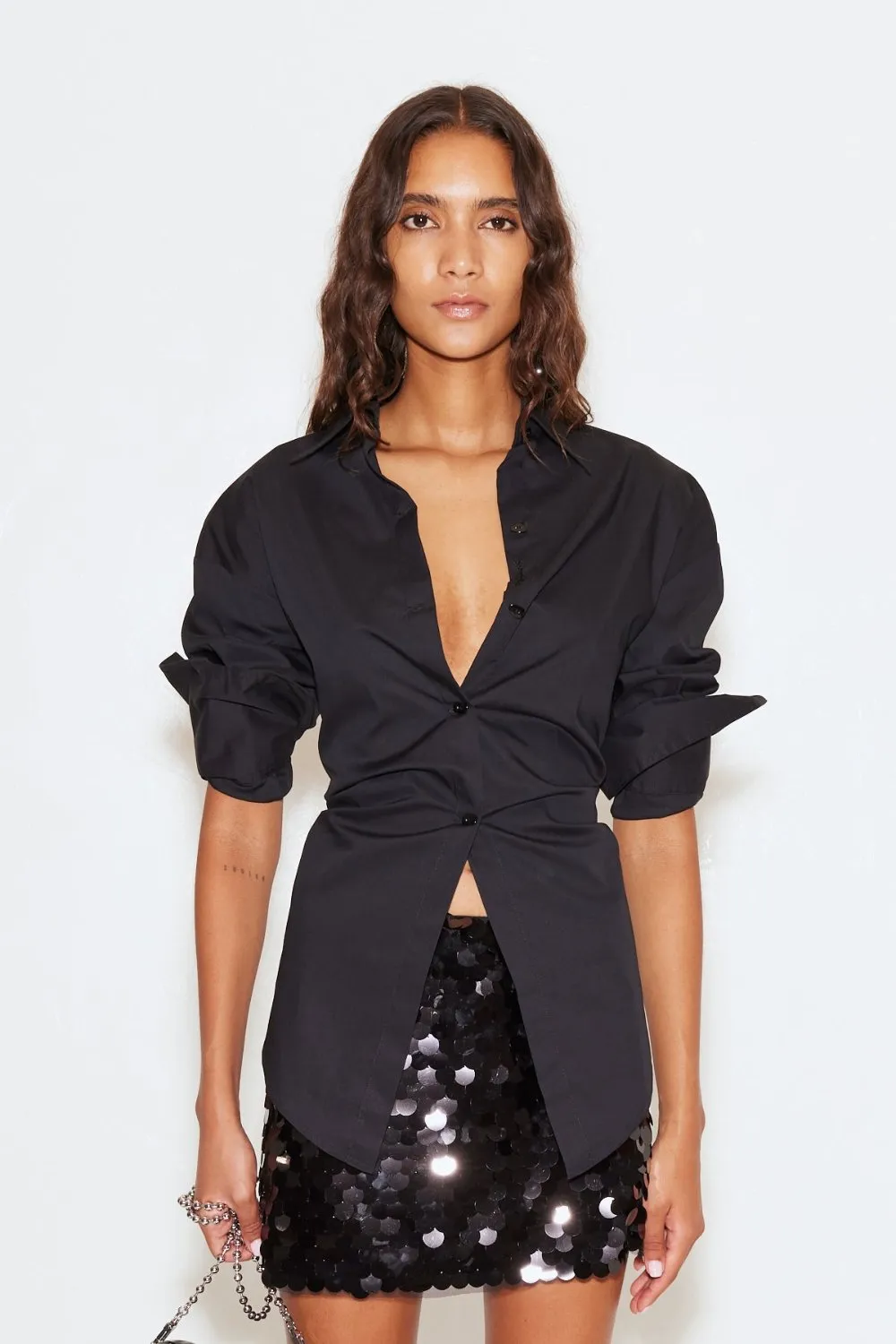 Loch Poplin Button Up Black sold by Curio