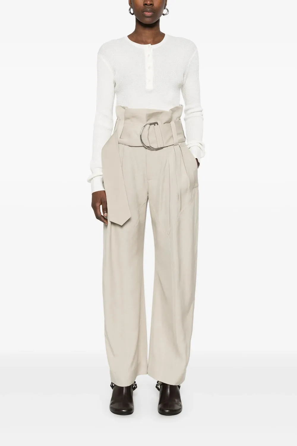 LS Waffle Henley Top sold by Curio