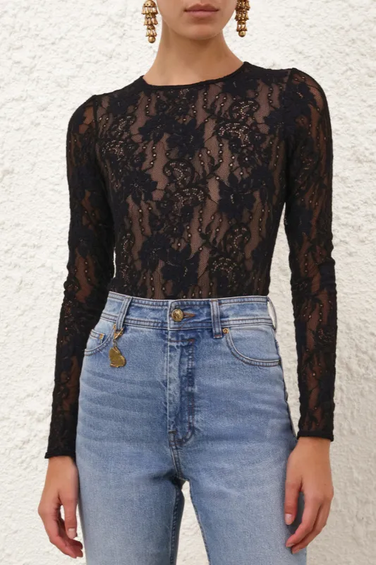 Lace Bodysuit Black sold by Curio