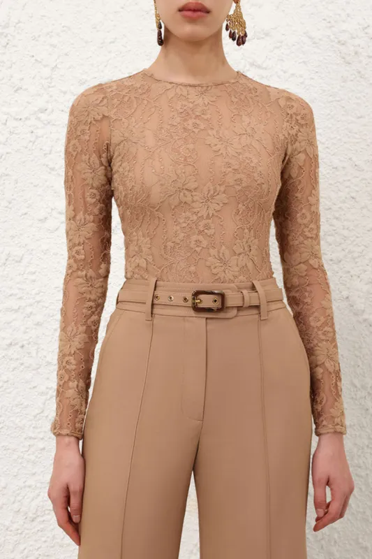 Lace Bodysuit Biscuit sold by Curio