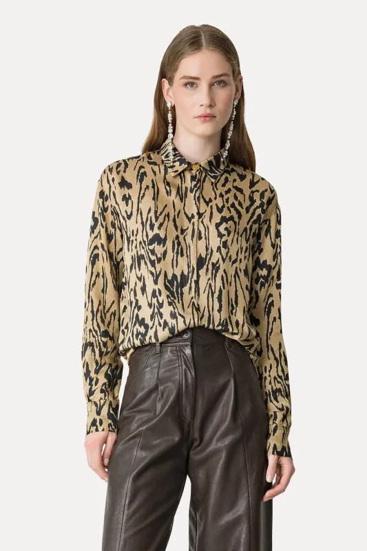 "Moiree" Print Satin Oversized Shirt sold by Curio